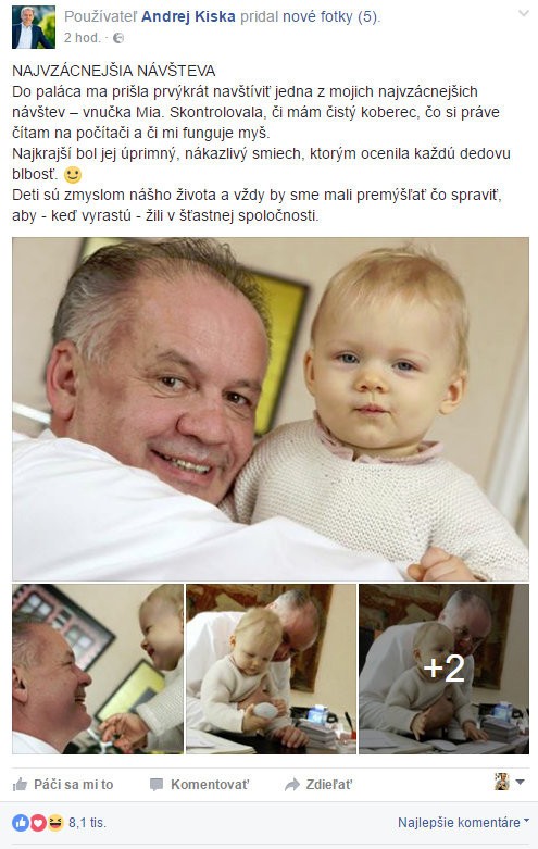 Status prezidenta Andreja Kisku o vnučke Mii